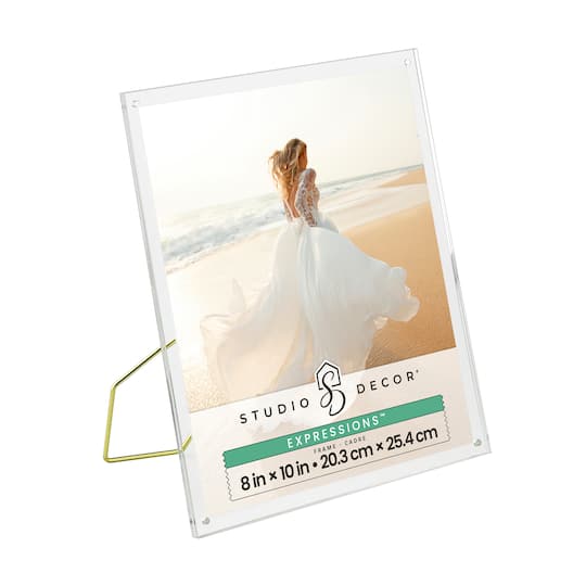 Expressions™ Clear Acrylic Float Frame with Gold Metal Easel by Studio Décor®